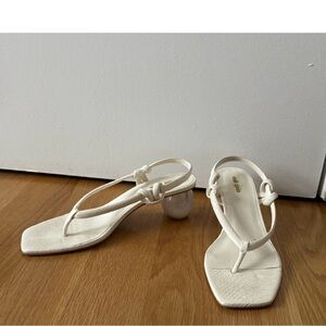 cult gaia Ivory Slingback Thong Sandals with Sculptural Heel